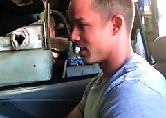 RealityDudes.com - Twink boy latin Nic Sahara with tattooed Max Adonis throat fucking in a shop