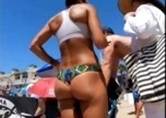 green bikini blonde ass beach