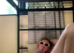 Coolest Boy Jerking in Magnificent Yellow Sunglasses because He’s Screwing Incredible