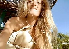 Steamy outdoor fun on the deck of our cozy mansion