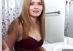 The brunette gets what she deserves in her room