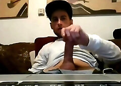 Ripped Stud Strokes His Big Cock to a Webcam Orgasm