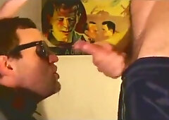 Fucking buddy's throat good and cum on his face 9