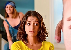 Sensual models Izzy Bell and Silvia Saige are sharing a big cock