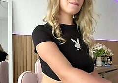 Blonde Tease in Bunny Lingerie