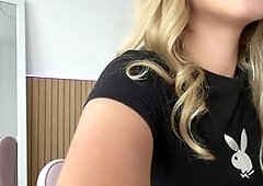 Blonde Tease in Bunny Lingerie