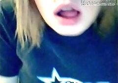 Blonde emo licking dildo