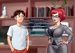 Sexy redhead stepmom gives a handjob in missionary style