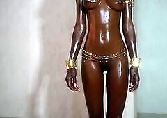 Perfect shinny black body and oily tits