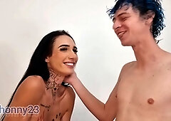 Double blowjob, transgender surprise