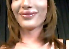 Hung shemale officer in fishnet fucks an eager dude's ass