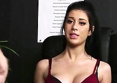 CFNM voyeur domina in office teases