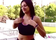 Sassy Spanish Chick Pleasuring Two Hunky Studs For A