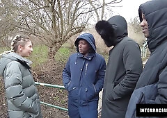 Eva Fay shares an intense standing encounter with two lovers