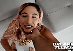 Abella Danger rides her lover hard in leopard lingerie during intense living room session