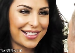TRANSFIXED - Large Ramrod Trans Baddie Chanel Santini Assfucks Her Filthy Boyfriend Until This guy Groans!
