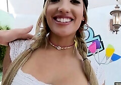 Youthful blond Chloe Amour has a anal intercourse inserted unfathomable in her butt, solely to trade it for the director's tongue a pont of time 