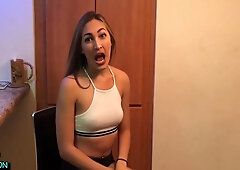Blonde performs deep oral on muscular man in intimate POV session