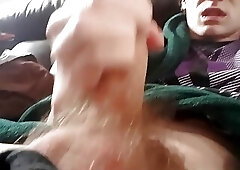 Young guy with hung uncut cock jerks off