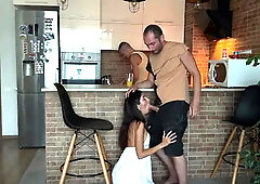 Wife Cheats on Her Husband behind His Back and Sucks His Best Friend's Dick