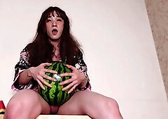 Asian sissy femboy AsianSissy_Joey fucks watermelon