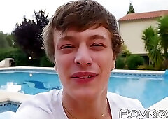 Pool day turns into twinks fucking doggy style from behind