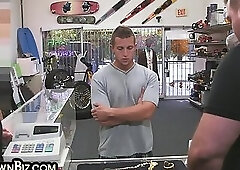 Pawnshop customer seduced by gay boss and fucked in asshole
