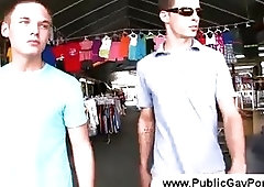 Two cute guys walking around