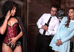 Awesome angels Desiree Dulce and Misty Stone are enjoying hardcore FFM