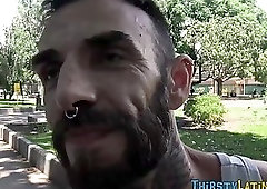 Cock gobbling latino jizzes