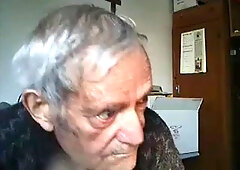 Grandpa cums on webcam