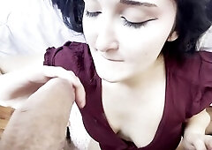 College Cutie Gets Punished and gets Facial after giving a smutty Oral sex / Tugjob