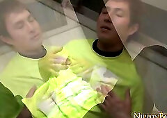 Asian teen toys his cock