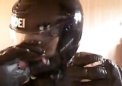 Leathers, helmet and cigs