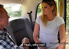 Blonde Cab Driver Bangs In Different Positions