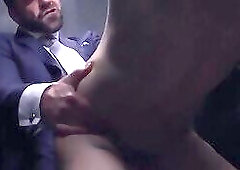 Suit daddy Hector De Silva pounds hunk after glory hole suck