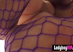 Cute Faced Asian Shemale Slut Gets Handcuffed For The Blowjob