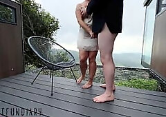 chubby secretary in satin dress has sex with boss on public balcony - projectfundiary