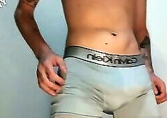 Gifted teenager trying on underwear before going to study