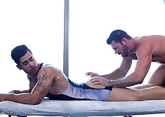 Muscle Guy Punches Fur covered Jock's Prostate