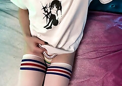 Super-cute femboy plays with a fleshlight