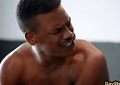 Gay prisoner fucks Black lawyer with handcuffs in office