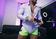 Man in suit showing his hairy ass hole