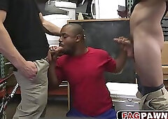 Black dude sucking dicks and fucked anal from behind