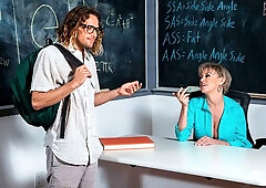 Professor Dee Williams helps are student focus... on her huge tits and wet pussy