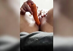 Food fetish nasty mama masturbating with food
