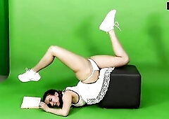 Talented nude gymnast Kim Nadara widening legs