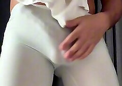 College Guy Caught Jerking Off Huge Cock and Showing Perfect Ass in Tight Shorts - POV Tease