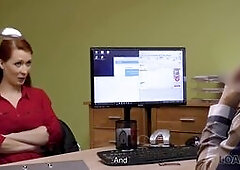 Loan agent gets access to beautiful pussy of poor redhead