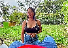 I am so horny that I take off the CONDOM from a stranger and he cums in my vagina jenifer play